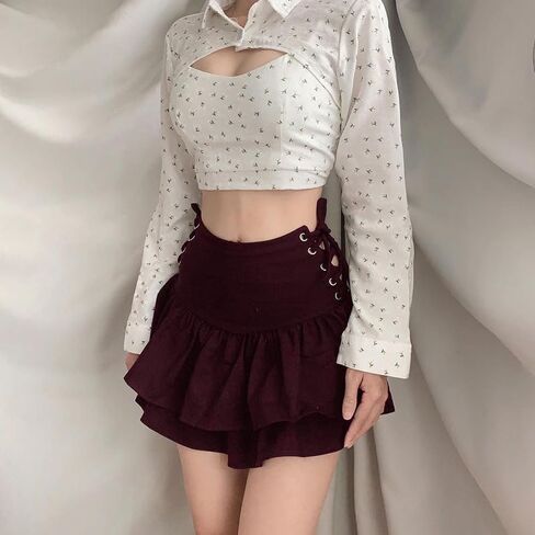 Tsmnzmu Women's Goth Mini Verts - Punk Grunge High Weist Emo Alt Mall Gothic Harajuku Lolita Varts in Saudi Arabia