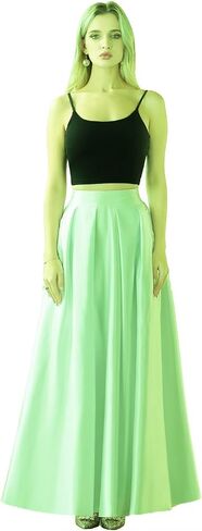 Women’s A-Line Satin Flared Maxi Skirt Long Floor Length High Waist Formal Prom Party Skirts with Pockets in Saudi Arabia