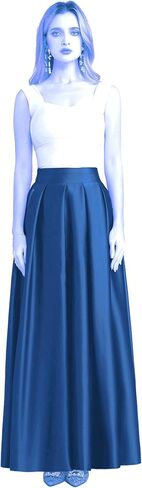 Women’s A-Line Satin Flared Maxi Skirt Long Floor Length High Waist Formal Prom Party Skirts with Pockets in Saudi Arabia