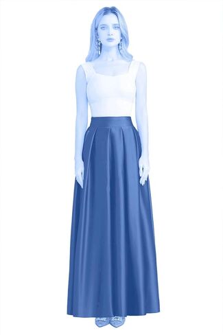 Women’s A-Line Satin Flared Maxi Skirt Long Floor Length High Waist Formal Prom Party Skirts with Pockets in Saudi Arabia