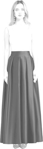 Women’s A-Line Satin Flared Maxi Skirt Long Floor Length High Waist Formal Prom Party Skirts with Pockets in Saudi Arabia