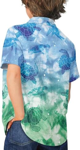 Boy Short Sleeve Button Down Shirt Novelty Hawaiian Aloha Shirts Beach Vacation Shirts in Saudi Arabia