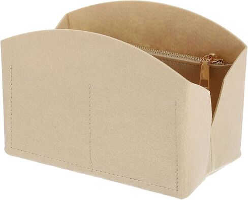 uxcell Purse Organizer Insert, Portable Felt Organizer Bags with Metal Zipper Multiple Compartments Purse Liner for Domed Satchel, Tote Bag, Handbag Shaper (8" x 4" x 5.5", Beige) in Saudi Arabia