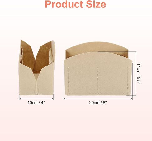 uxcell Purse Organizer Insert, Portable Felt Organizer Bags with Metal Zipper Multiple Compartments Purse Liner for Domed Satchel, Tote Bag, Handbag Shaper (8" x 4" x 5.5", Beige) in Saudi Arabia