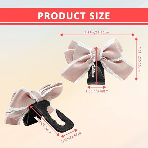 2PC Car Seat Hook,Car Hooks for Purses and Bags,Universal Vehicle Rear Seat Hook,Interior Decor Car Accessories,Cute Bow Knot Seatback Storage Organizer,Can Hang Purse,Coat,Umbrella (Pink) in Saudi Arabia
