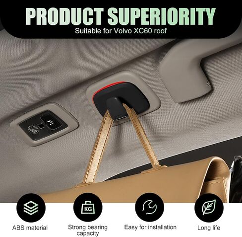 2 PCS Car Clothes Hooks, Locking Design Swivel Mounted Hooks, Multifunctional Roof Clothes Storage Accessory, Compatible with Volvo XC60 XC40 XC90 V90 S90 (Black) in Saudi Arabia