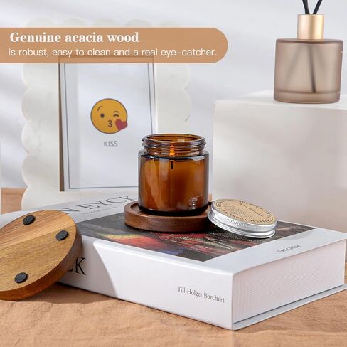 Wood Candle Holder Farmhouse Decor - HALE OTEIR Wooden Pillar Candles Tray for Pillar Floating Candles Set of 2 Round Wooden Plate Pedestal Stand for Coffee Table for Christmas Decor in Kuwait