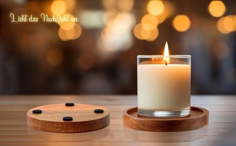 Wood Candle Holder Farmhouse Decor - HALE OTEIR Wooden Pillar Candles Tray for Pillar Floating Candles Set of 2 Round Wooden Plate Pedestal Stand for Coffee Table for Christmas Decor in Kuwait