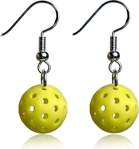 Pickleball Earrings, Pickleball Accessory, Yellow Mini Ball Earring, Stud & Dangle in Saudi Arabia
