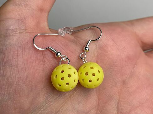 Pickleball Earrings, Pickleball Accessory, Yellow Mini Ball Earring, Stud & Dangle in Saudi Arabia
