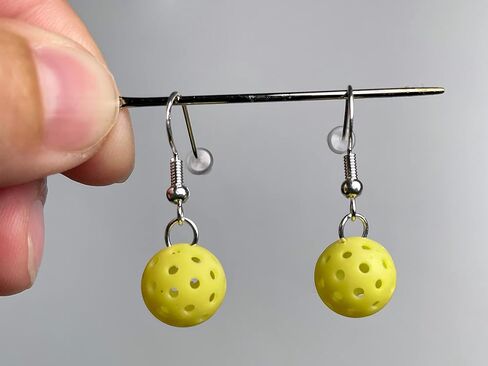 Pickleball Earrings, Pickleball Accessory, Yellow Mini Ball Earring, Stud & Dangle in Saudi Arabia