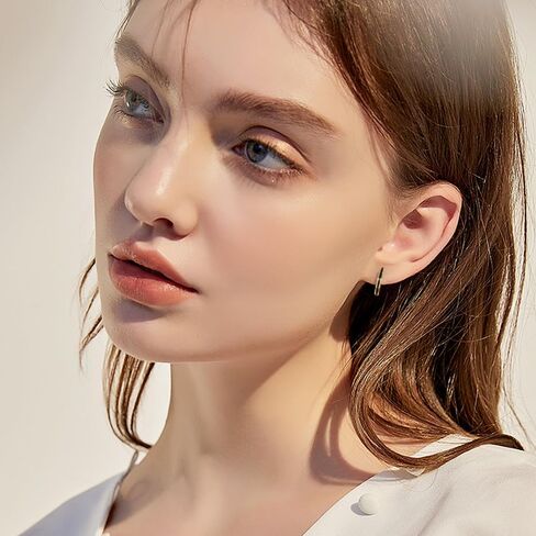 Immobird Hoop Earrings Men 925 Sterling Silver Ear Pins Minimalistic Black Stripe Men Hoop Earrings for Father Boyfriend or Brother in Kuwait