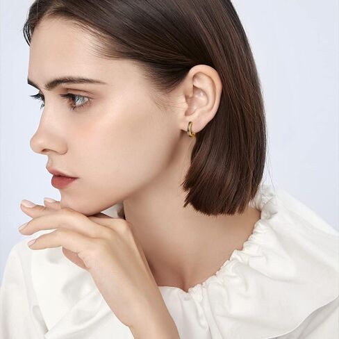 Immobird Hoop Earrings Men 925 Sterling Silver Ear Pins Minimalistic Black Stripe Men Hoop Earrings for Father Boyfriend or Brother in Kuwait