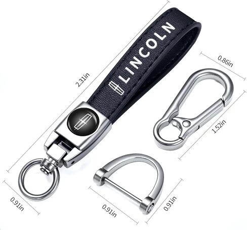 Genuine Leather Car Keychain Keyring Accessories Compatible with Lincoln Series Car Keychains Family Present for Man and Woman（Black） in Saudi Arabia