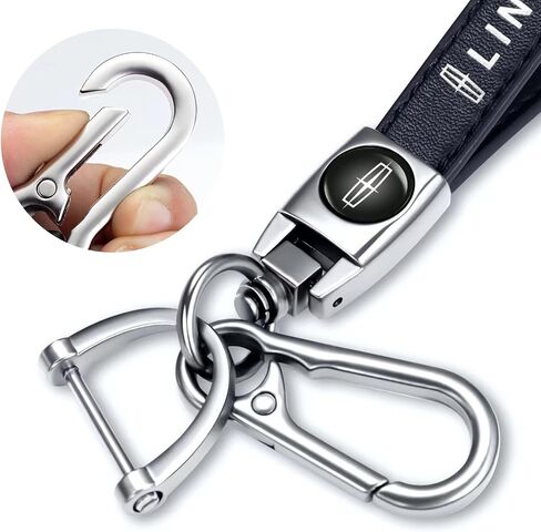 Genuine Leather Car Keychain Keyring Accessories Compatible with Lincoln Series Car Keychains Family Present for Man and Woman（Black） in Saudi Arabia