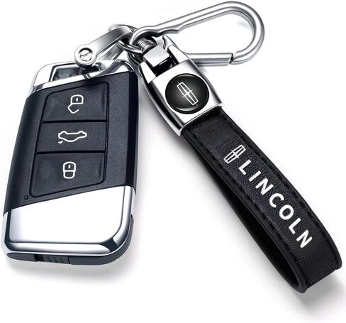 Genuine Leather Car Keychain Keyring Accessories Compatible with Lincoln Series Car Keychains Family Present for Man and Woman（Black） in Saudi Arabia