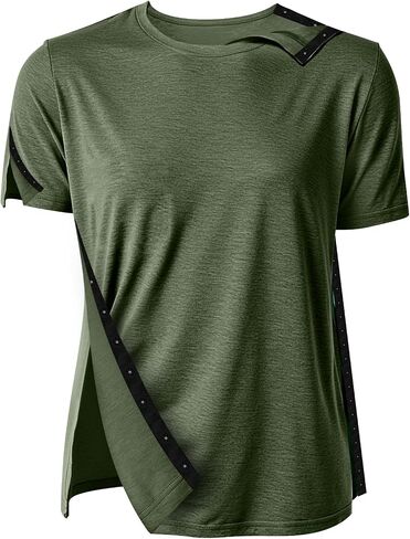 Post Shoulder Surgery Shirts for Men Women Unisex After Rotator Cuff Surgery Shirt Snap Access Recovery Hospital Shirt in Kuwait