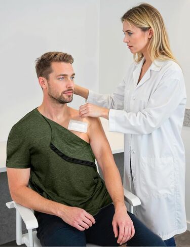 Post Shoulder Surgery Shirts for Men Women Unisex After Rotator Cuff Surgery Shirt Snap Access Recovery Hospital Shirt in Kuwait