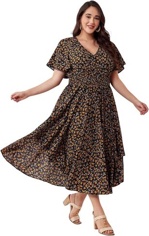 Plus Size Summer Dresses for Women 2025 Floral Maxi Dress Flowy Vacation Dress for Beach Wedding, Church, Garden Party in Saudi Arabia