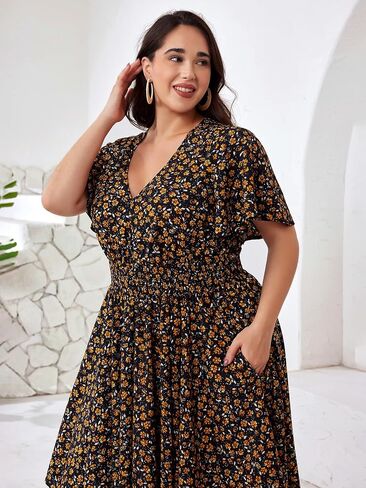 Plus Size Summer Dresses for Women 2025 Floral Maxi Dress Flowy Vacation Dress for Beach Wedding, Church, Garden Party in Saudi Arabia