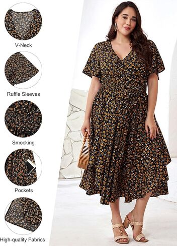 Plus Size Summer Dresses for Women 2025 Floral Maxi Dress Flowy Vacation Dress for Beach Wedding, Church, Garden Party in Saudi Arabia