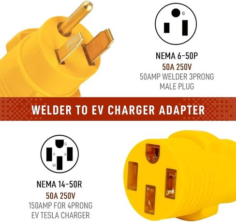 NEMA 6-50P to 14-50R EV Tesla Charger Adapter, 240V 50A 3-Prong to 4-Prong Connector for Tesla Model 3 S X Y, Welder Welding Dryer EV Charger Power Cord Adapter Adaptor Connector in Kuwait
