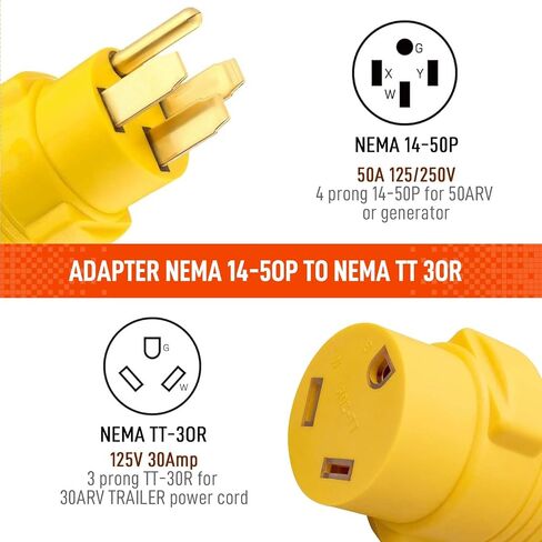 NEMA 6-50P to 14-50R EV Tesla Charger Adapter, 240V 50A 3-Prong to 4-Prong Connector for Tesla Model 3 S X Y, Welder Welding Dryer EV Charger Power Cord Adapter Adaptor Connector in Kuwait
