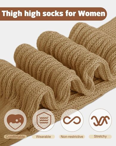 5 Pairs Slouchy Socks for Women, Soft Cotton Long Scrunch Tube Stockings, Casual Crew Boot Thick Knit Slouch Socks in Saudi Arabia