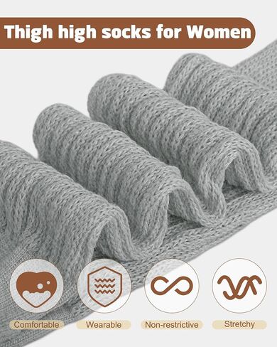 5 Pairs Slouchy Socks for Women, Soft Cotton Long Scrunch Tube Stockings, Casual Crew Boot Thick Knit Slouch Socks in Saudi Arabia