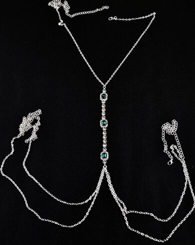 Body Chain Green Gemstone Chest Chain Sexy Fashion Water Diamond Premium Body Chain for Women in Saudi Arabia