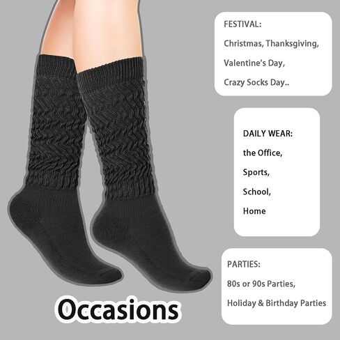 Slouch Socks Women 80s 90s Scrunch Scrunch Scrunch Extra Clousy Sock Knee High Sock in Saudi Arabia