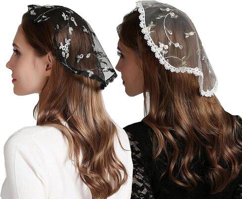 Leimandy Chapel Cap Head Terbroidery Covering Christian Veil Chapel Veil V49 in Kuwait
