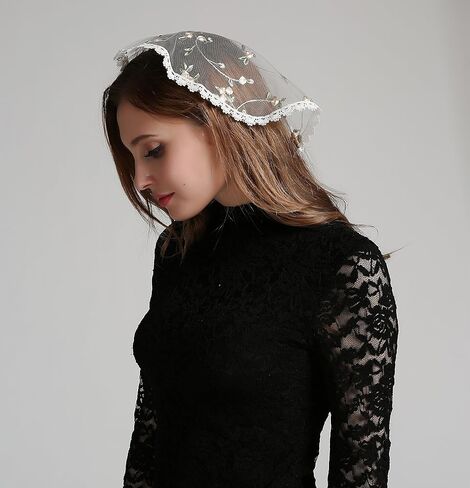 Leimandy Chapel Cap Head Terbroidery Covering Christian Veil Chapel Veil V49 in Kuwait