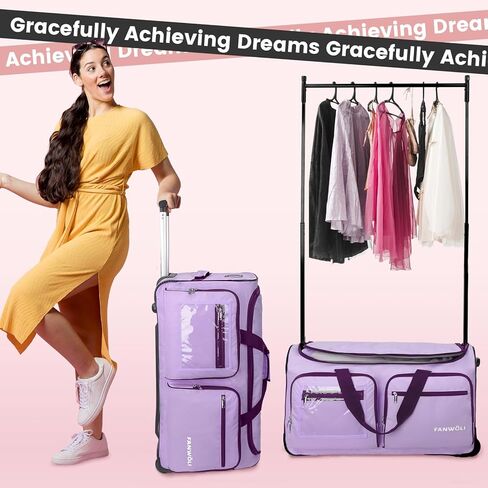 Fanwoli 28" Dance Bag with Garment Rack | Ultra-Light Collection| More Lightweight & Wear-Resistant| Ideal Competition Duffle Bag for Dancers Livestreamer Athletes in Saudi Arabia