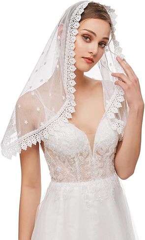JWICOS Mass Veil Triangle Mantilla Cathedral Head Covering Chapel Veil Latin Mass Head Covering Scarf for Wedding Brides in Saudi Arabia