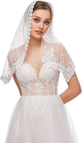JWICOS Mass Veil Triangle Mantilla Cathedral Head Covering Chapel Veil Latin Mass Head Covering Scarf for Wedding Brides in Saudi Arabia