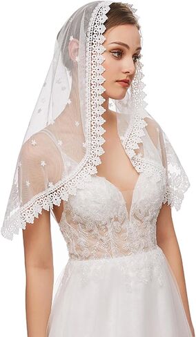 JWICOS Mass Veil Triangle Mantilla Cathedral Head Covering Chapel Veil Latin Mass Head Covering Scarf for Wedding Brides in Saudi Arabia