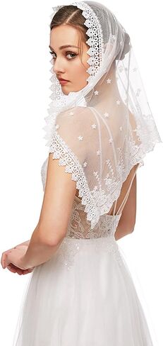 JWICOS Mass Veil Triangle Mantilla Cathedral Head Covering Chapel Veil Latin Mass Head Covering Scarf for Wedding Brides in Saudi Arabia