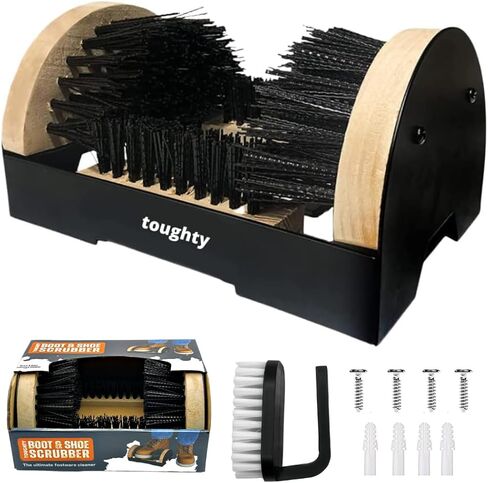 Toughty Boot Scrubber - All Weather Industrial Shoe, Boot, Sneaker Cleaner & Scraper Brush - Footwear Cleaner - Mountable - Dirt Remover - Indoor/Outdoor Sneaker Buffer in Saudi Arabia