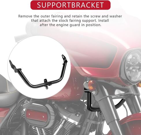 Motorcycle Chopped Engine Guard Protector Crash Bar for Harley Davidson Touring Road Glide FLTRX FLTRXS FLTRXST FLTRXSE with Fairing Support Brackets Highway Bar 2015-2023, Black in Saudi Arabia