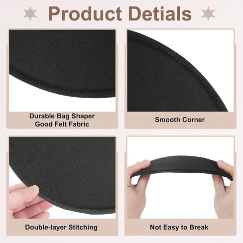 uxcell 2Pcs Felt Base Shaper, 9.8 Inch Round Bag Bottom Shaper Pad Bag Cushion Base Purse Liner Board Insert Arc Corner for Handbags Tote Crossbody Bag Backpack, Black in Saudi Arabia