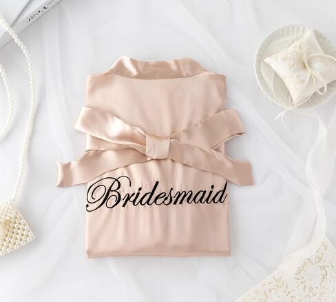 5 Pcs Bridesmaid Kimono Robe sets Bride Silky Wedding Day Bathrobe Embroidered Getting Ready in Saudi Arabia