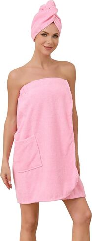 Air Curvey Soft Wrap Towel For Women Lightweight Spa Body Wrap Shower Wrap Robe Adjustable Closure Bathrobe With Pocket in Kuwait