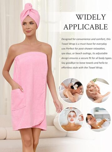 Air Curvey Soft Wrap Towel For Women Lightweight Spa Body Wrap Shower Wrap Robe Adjustable Closure Bathrobe With Pocket in Kuwait