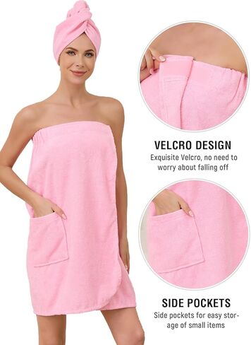 Air Curvey Soft Wrap Towel For Women Lightweight Spa Body Wrap Shower Wrap Robe Adjustable Closure Bathrobe With Pocket in Kuwait