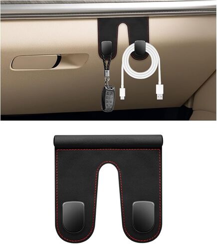 Car Co-Pilot Glovebox Hooks, Anti-Scratch Leather Hanger Auto Glove Box Front Seat Hook, Universal Vehicle Glove Box Organizer Hanger for Hanging Handbag Purse Umbrella (Black, Double Hooks) in Kuwait