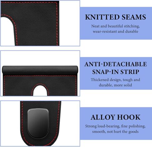 Car Co-Pilot Glovebox Hooks, Anti-Scratch Leather Hanger Auto Glove Box Front Seat Hook, Universal Vehicle Glove Box Organizer Hanger for Hanging Handbag Purse Umbrella (Black, Double Hooks) in Kuwait