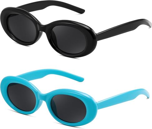 2Pack Kids Sunglasse for Girls Boys Oval Small Frame Toddler Shades UV 400 Age 3-8 in Kuwait