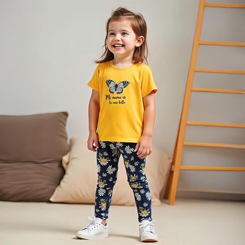Girls Vibrant Tie-Dye Leggings Toddler and tee set summer 2 piece outfit 3-9 Years (140,P8392) in Saudi Arabia