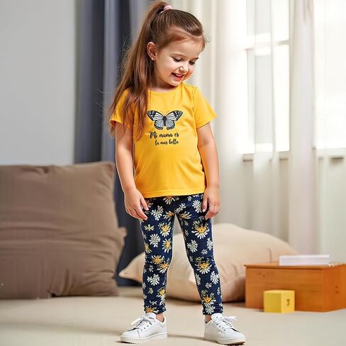 Girls Vibrant Tie-Dye Leggings Toddler and tee set summer 2 piece outfit 3-9 Years (140,P8392) in Saudi Arabia